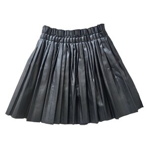 WeLaken Faux Leather Black Pleated Skirt